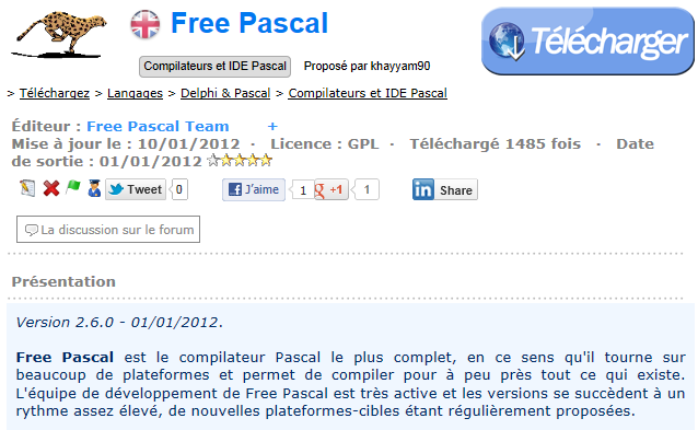 Fiche descriptive de Free Pascal