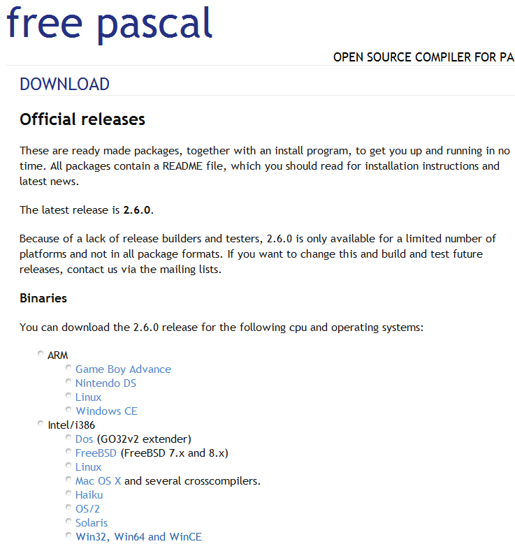 Site de Free Pascal